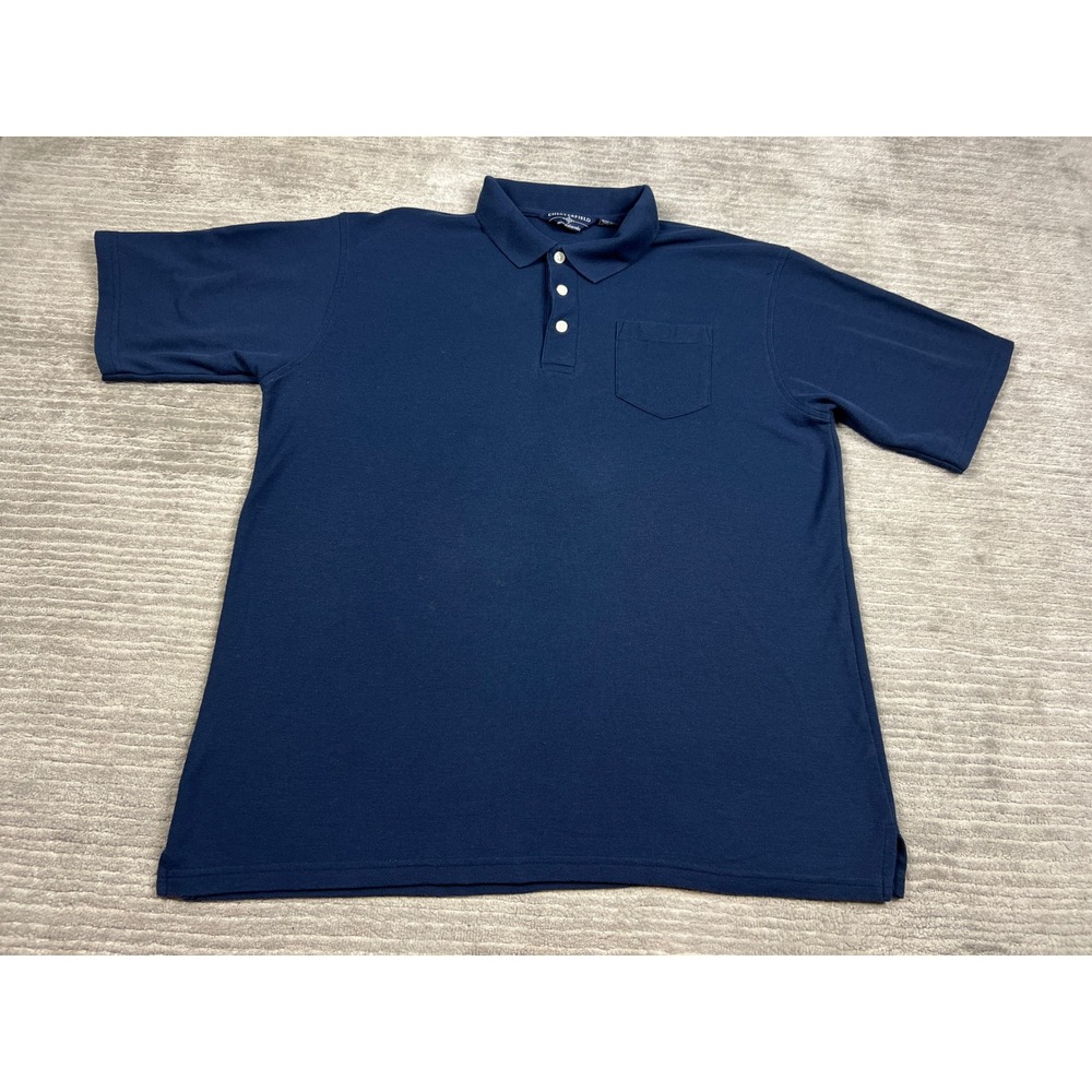 Chesterfield Polo Shirt Men 2XL Navy Blue Short Sleeve Pocket Pique Casual Solid - Picture 1 of 9
